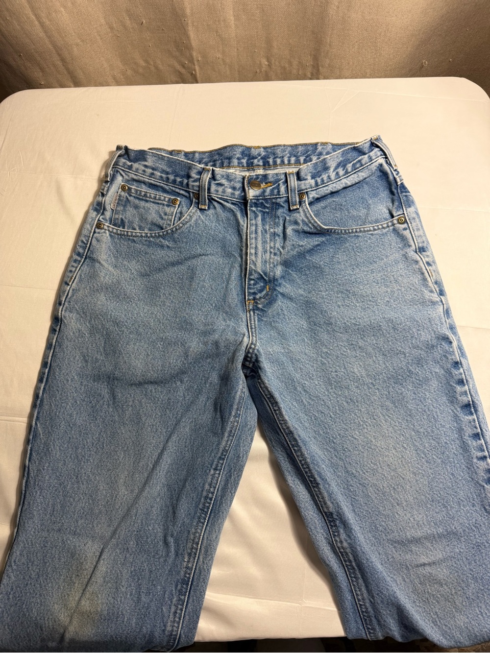 VTG Carhartt Jeans Mens 34x30 Denim Blue Light Wash Relaxed Wide